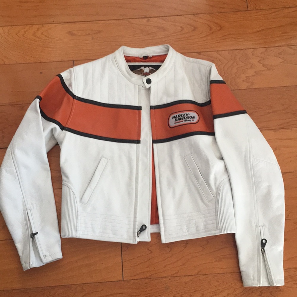 Harley Davidson women’s white leather jacket